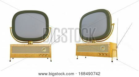 old televisor on a white background 3D illustration