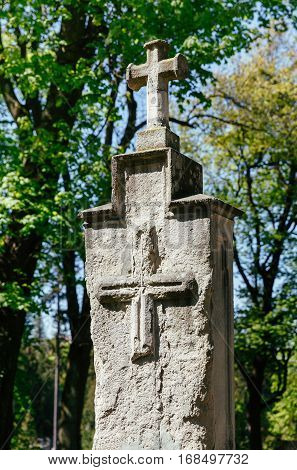 Old Statue On Grave In Lviv