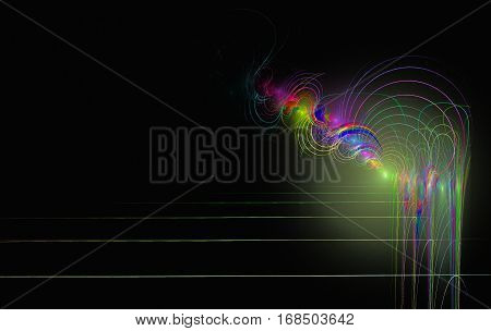 abstract fractal colorful concentric circles and lines