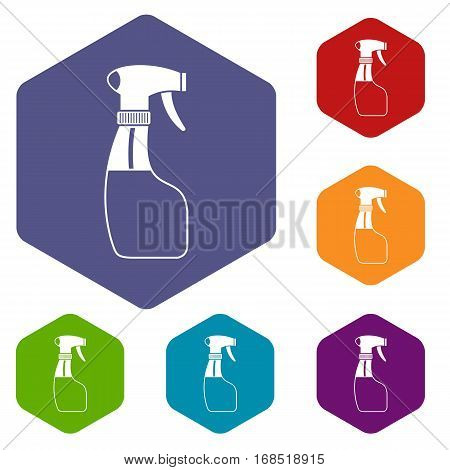 Spray icons set rhombus in different colors isolated on white background