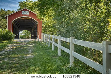 Historical Mull covered bridge located in Freemont, Ohio.  The bridge was build in 1851.
