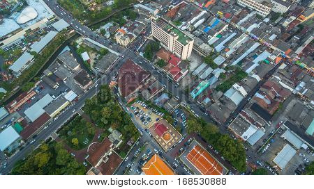 Aerial Photography During Sunset In The Middle Of Phuket City