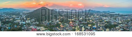 Aerial Photography During Sunset In The Middle Of Phuket City