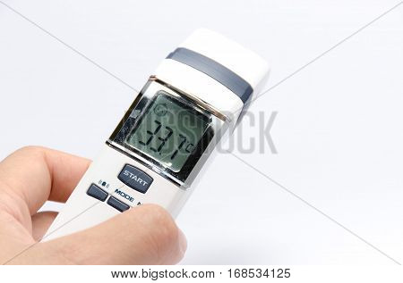 Digital infrared thermometer  instrument  medical on white