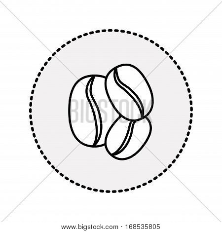 circular sticker contour coffee beans in different sizes vector illustration