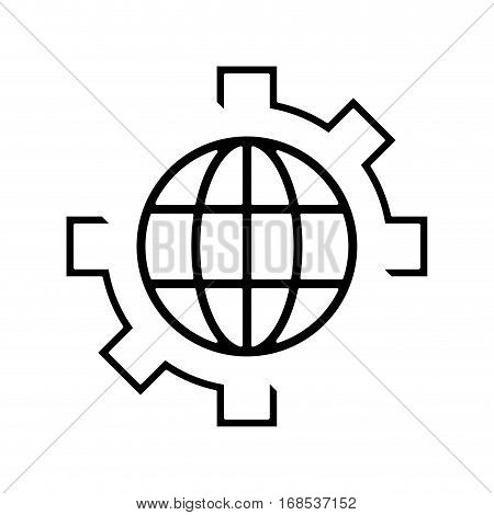 globe gear communicaton business leadership pictogram vector illustration eps 10
