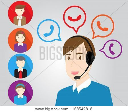 Vector concept design Call center support service