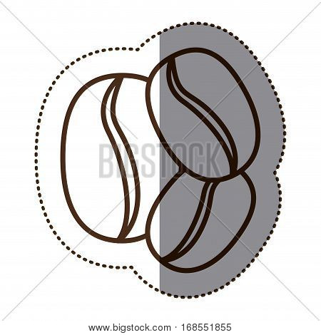 monochrome sticker contour with coffee beans vector illustration