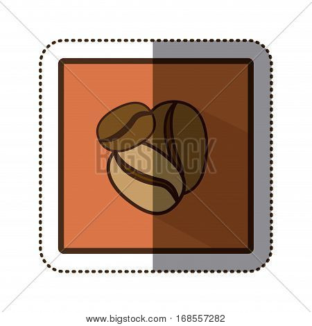color sticker silhouette in square frame with coffee beans vector illustration