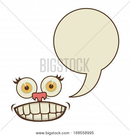 face cartoon gesture with dialogue circular box vector illustration