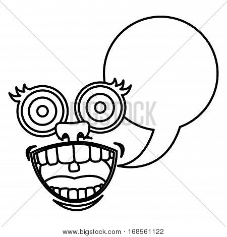 silhouette smile face cartoon gesture with dialog oval box vector illustration