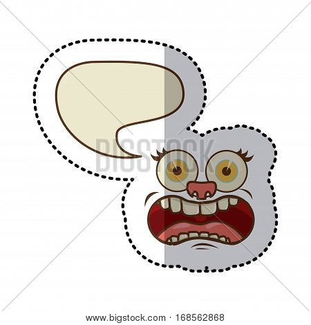 sticker colorful face cartoon gesture with dialogue cloud vector illustration