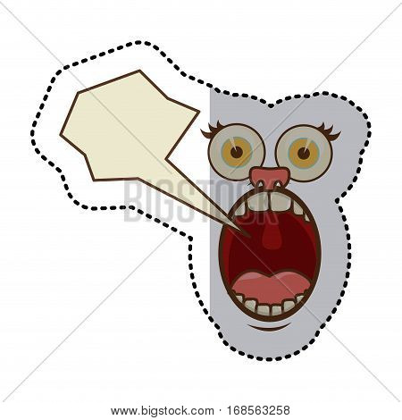 sticker colorful face cartoon gesture with dialog abstract box vector illustration