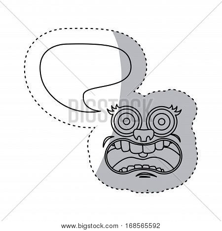 sticker contour face cartoon gesture with dialogue cloud vector illustration