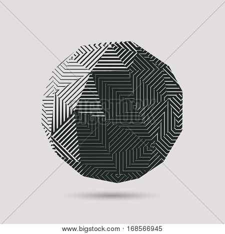 Vector polygonal shape made by repeating geometric tiles with diagonal strait lines. 