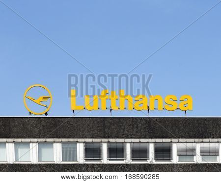 Logo Of The Brand Lufthansa In Hamburg