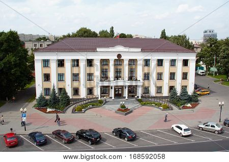 Gomel Belarus AUGUST 12 2009 The Victory Square Administrative building