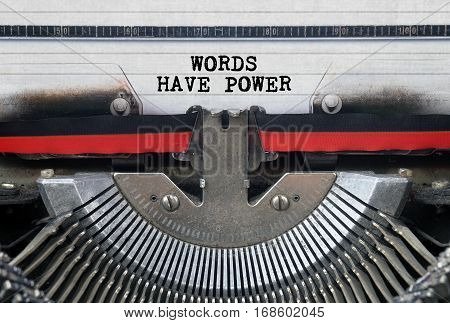 WORDS HAVE POWER Typed Words On a Vintage Typewriter Conceptual
