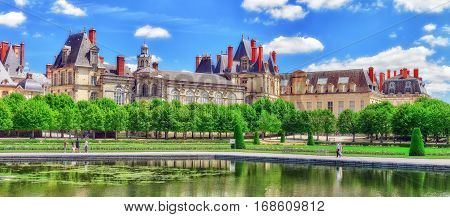 Fontainebleau, France - July 09, 2016 :suburban Residence Of The France Kings - Beautiful Chateau Fo