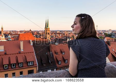 Girl And The Nuremberg Overlook In Germany