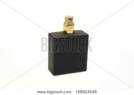 Black Perfume Bottle On A White Background