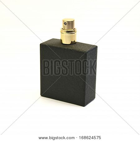 Black Perfume Bottle On A White Background