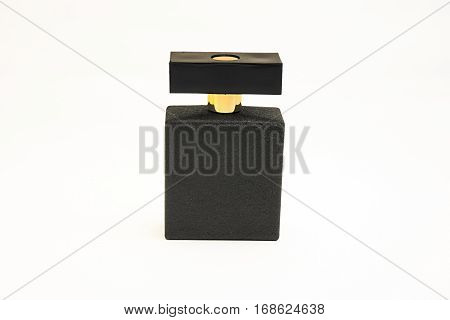 Black Perfume Bottle On A White Background