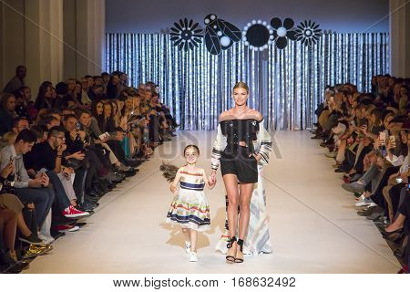 KYIV, UKRAINE - OCTOBER 14, 2016: T.Mosca collection show during the 39th Ukrainian Fashion Week at Mystetsky Arsenal in Kyiv