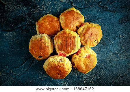 Deliciuos cherry and sweet sultanas home made scones.