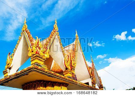Beautiful Wat Thai golden temple Photharam Ratchaburi Thailand