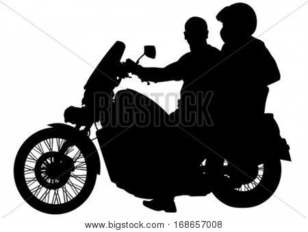 Motorcycl and baeuty women and man on white background
