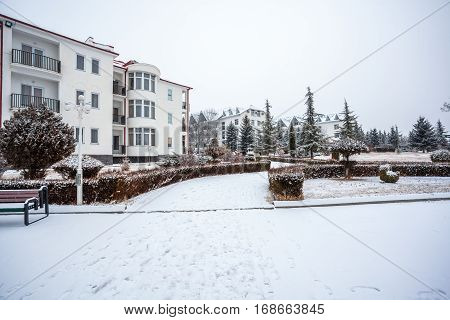 Living-room Complex On Lake Bazaleti In Winter Time, Dusheti, Georgia