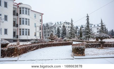 Living-room Complex On Lake Bazaleti In Winter Time, Dusheti, Georgia