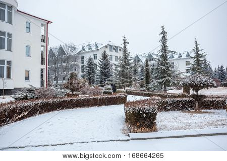 Living-room Complex On Lake Bazaleti In Winter Time, Dusheti, Georgia