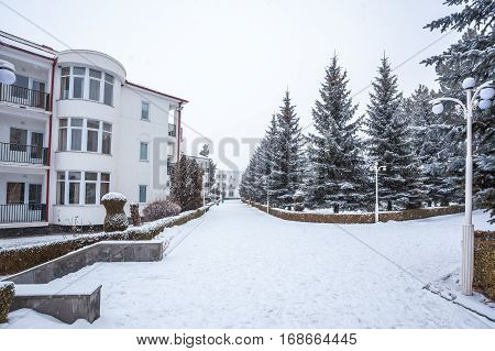 Living-room Complex On Lake Bazaleti In Winter Time, Dusheti, Georgia
