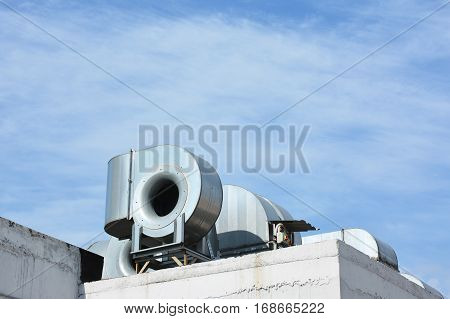 Ventilation system with Copy Space. HVAC as Heating Ventilating Air Conditioning. AC-heater. Industrial air conditioning and ventilation systems.
