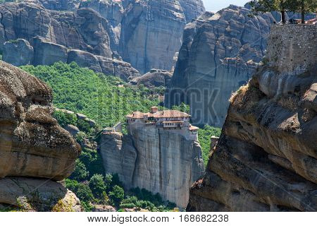 Amazing Meteora monastery Varlaam in kalambaka Greece