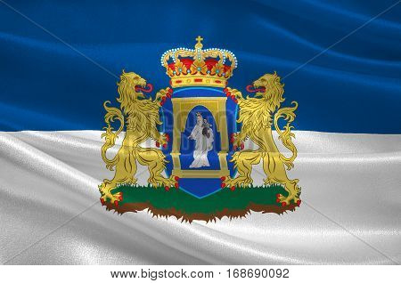 Flag of Assen is a municipality and a city in the northeastern Netherlands and is the capital of the province of Drenthe. 3d illustration