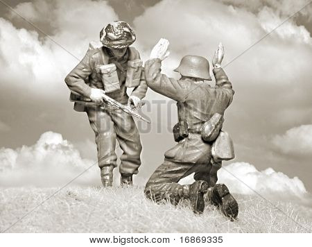 WW II Szene - siegreichen britischen Soldaten und gefallene Nazi - Plastic Kit 01:48 skalieren hausgemachte Arbeit