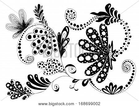 Vector illustration. Doodle drawing. Meditative exercise. Coloring book anti stress for adults. Black and white.