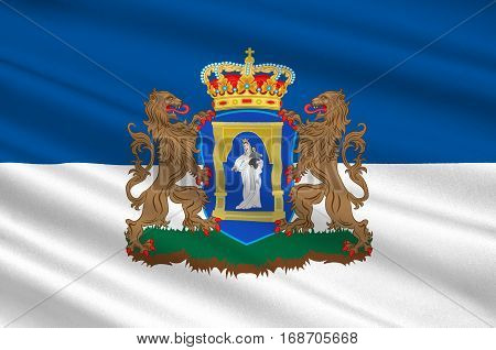 Flag of Assen is a municipality and a city in the northeastern Netherlands and is the capital of the province of Drenthe. 3d illustration