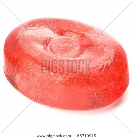 One fruit hard sugar candy,  boiled sweet or sugar plum isolated on white background cutout