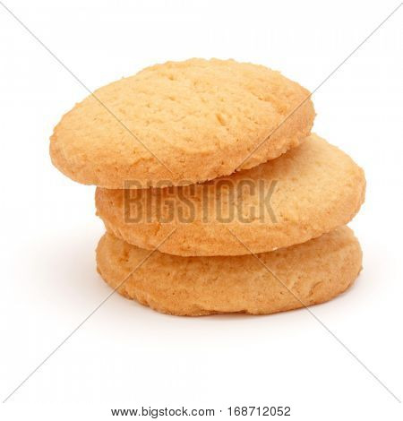 stacked short pastry cookies isolated on white background.