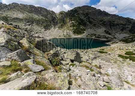 Panorama to Musalenski lakes from Musala Peak, Rila mountain, Bulgaria
