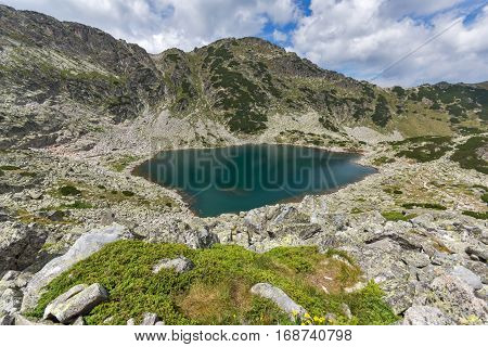 Panorama to Musalenski lakes from Musala Peak, Rila mountain, Bulgaria