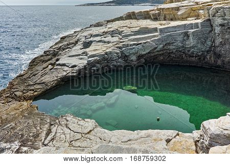 Clean waters of Giola Natural Pool in Thassos island, East Macedonia and Thrace, Greece