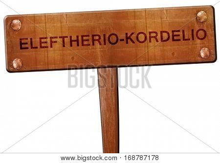 Eleftherio-kordelio road sign, 3D rendering