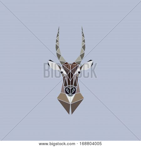 Vector sign abstract head of African Waterbuck. Geometric low poly design.