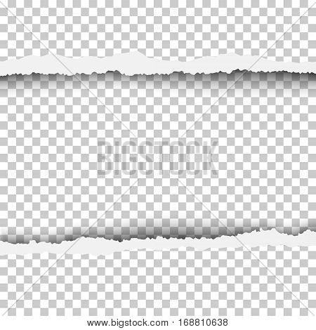 Torn snatched window in sheet of paper. Template design.