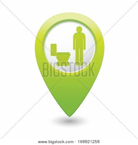 Green map pointer with men restroom icon
